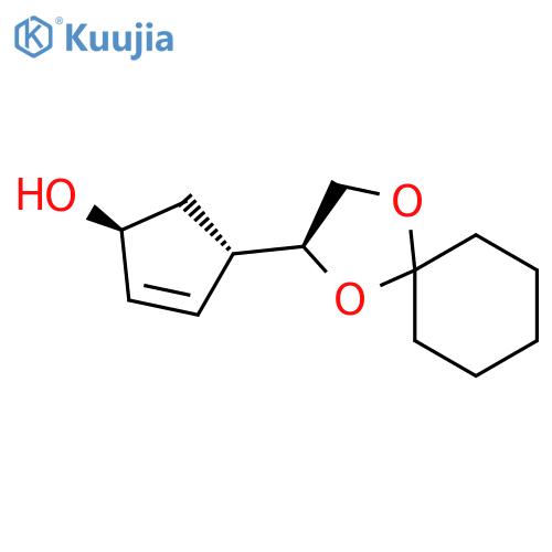 2-Cyclopenten-1-ol, 4-[(2S)-1,4-dioxaspiro[4.5]dec-2-yl]-, (1S,4S)- structure