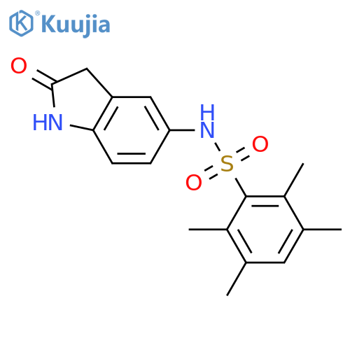 2,3,5,6-tetramethyl-N-(2-oxo-2,3-dihydro-1H-indol-5-yl)benzene-1-sulfonamide structure