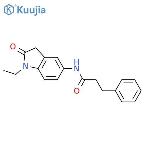 N-(1-ethyl-2-oxo-2,3-dihydro-1H-indol-5-yl)-3-phenylpropanamide structure