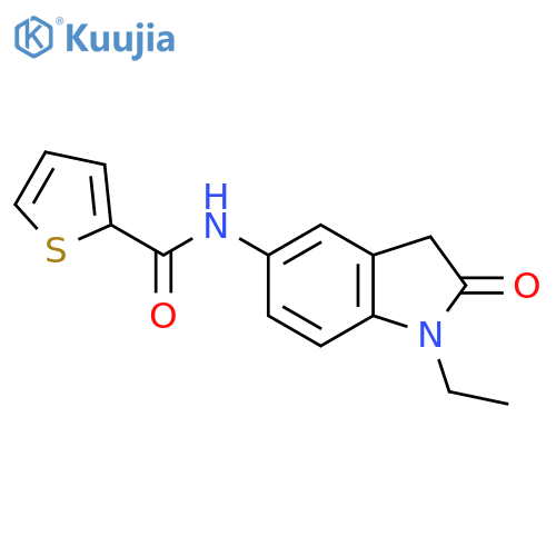 N-(1-ethyl-2-oxo-2,3-dihydro-1H-indol-5-yl)thiophene-2-carboxamide structure