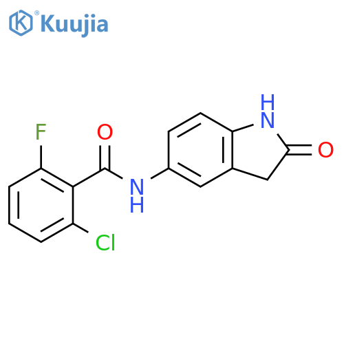 2-chloro-6-fluoro-N-(2-oxo-2,3-dihydro-1H-indol-5-yl)benzamide structure