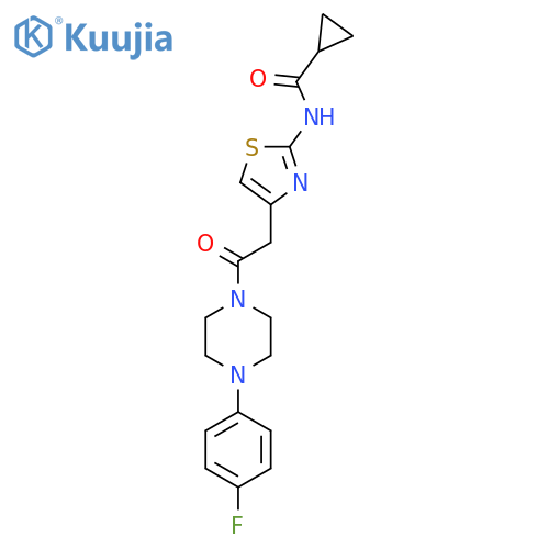 N-(4-{2-4-(4-fluorophenyl)piperazin-1-yl-2-oxoethyl}-1,3-thiazol-2-yl)cyclopropanecarboxamide structure