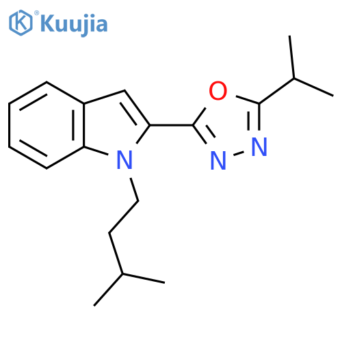 1-(3-methylbutyl)-2-5-(propan-2-yl)-1,3,4-oxadiazol-2-yl-1H-indole structure