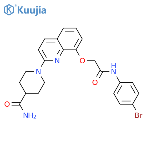 1-(8-{(4-bromophenyl)carbamoylmethoxy}quinolin-2-yl)piperidine-4-carboxamide structure