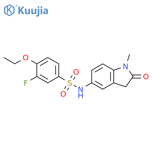 4-ethoxy-3-fluoro-N-(1-methyl-2-oxo-2,3-dihydro-1H-indol-5-yl)benzene-1-sulfonamide structure