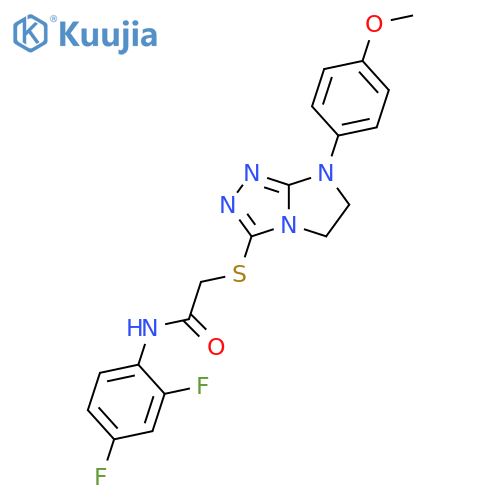 N-(2,4-difluorophenyl)-2-{7-(4-methoxyphenyl)-5H,6H,7H-imidazo2,1-c1,2,4triazol-3-ylsulfanyl}acetamide structure