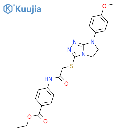 ethyl 4-(2-{7-(4-methoxyphenyl)-5H,6H,7H-imidazo2,1-c1,2,4triazol-3-ylsulfanyl}acetamido)benzoate structure