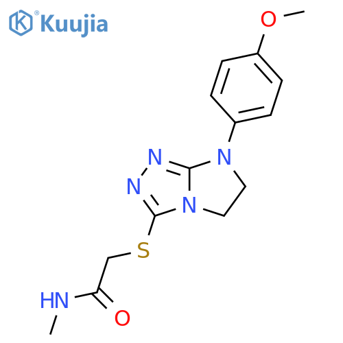 2-{7-(4-methoxyphenyl)-5H,6H,7H-imidazo2,1-c1,2,4triazol-3-ylsulfanyl}-N-methylacetamide structure