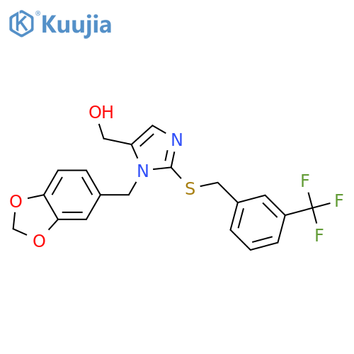 {1-(2H-1,3-benzodioxol-5-yl)methyl-2-({3-(trifluoromethyl)phenylmethyl}sulfanyl)-1H-imidazol-5-yl}methanol structure