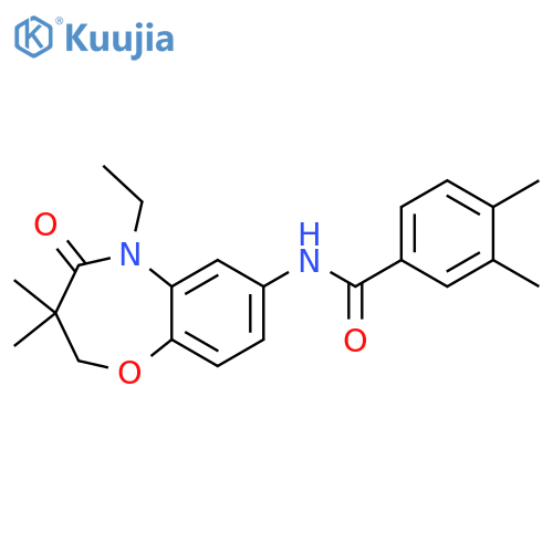 N-(5-ethyl-3,3-dimethyl-4-oxo-2,3,4,5-tetrahydro-1,5-benzoxazepin-7-yl)-3,4-dimethylbenzamide structure