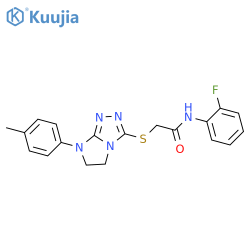 N-(2-fluorophenyl)-2-{7-(4-methylphenyl)-5H,6H,7H-imidazo2,1-c1,2,4triazol-3-ylsulfanyl}acetamide structure