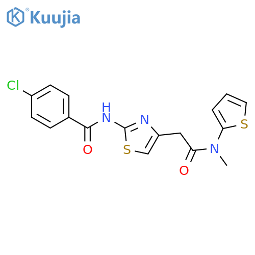4-chloro-N-4-({(thiophen-2-yl)methylcarbamoyl}methyl)-1,3-thiazol-2-ylbenzamide structure