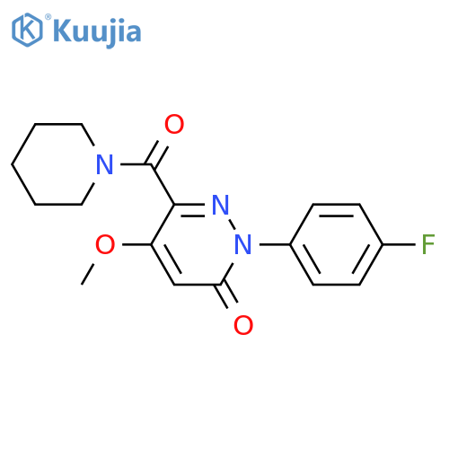 2-(4-fluorophenyl)-5-methoxy-6-(piperidine-1-carbonyl)-2,3-dihydropyridazin-3-one structure