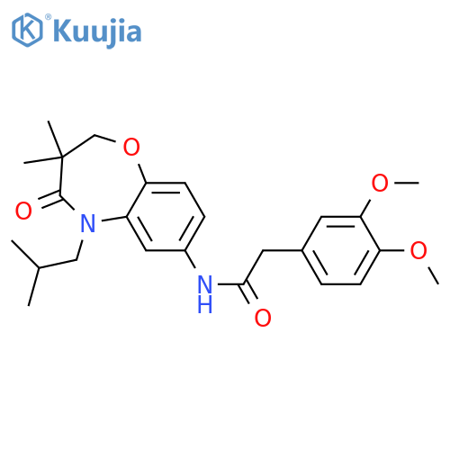2-(3,4-dimethoxyphenyl)-N-3,3-dimethyl-5-(2-methylpropyl)-4-oxo-2,3,4,5-tetrahydro-1,5-benzoxazepin-7-ylacetamide structure