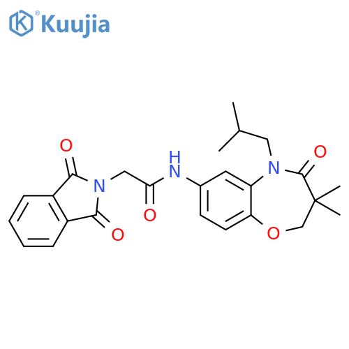 N-3,3-dimethyl-5-(2-methylpropyl)-4-oxo-2,3,4,5-tetrahydro-1,5-benzoxazepin-7-yl-2-(1,3-dioxo-2,3-dihydro-1H-isoindol-2-yl)acetamide structure