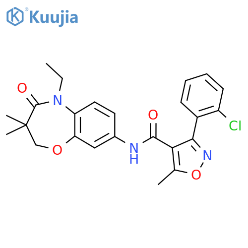 3-(2-chlorophenyl)-N-(5-ethyl-3,3-dimethyl-4-oxo-2,3,4,5-tetrahydro-1,5-benzoxazepin-8-yl)-5-methyl-1,2-oxazole-4-carboxamide structure