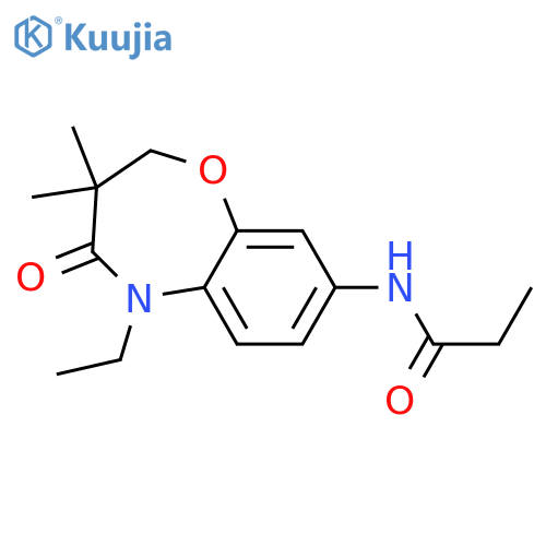 N-(5-ethyl-3,3-dimethyl-4-oxo-2,3,4,5-tetrahydro-1,5-benzoxazepin-8-yl)propanamide structure