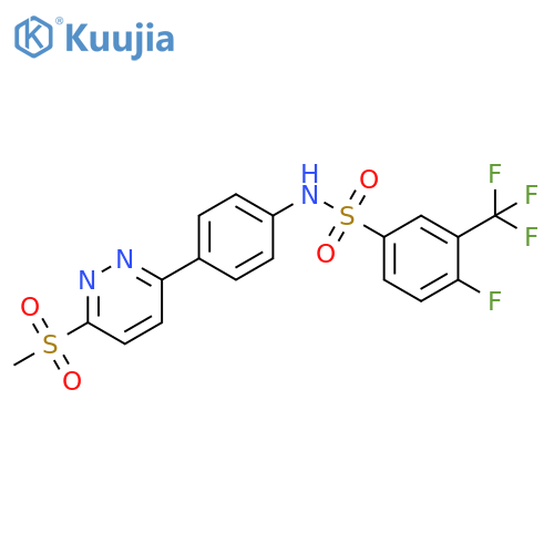 4-fluoro-N-4-(6-methanesulfonylpyridazin-3-yl)phenyl-3-(trifluoromethyl)benzene-1-sulfonamide structure