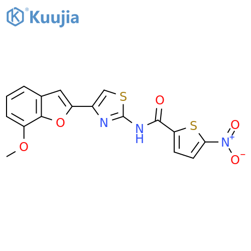 N-4-(7-methoxy-1-benzofuran-2-yl)-1,3-thiazol-2-yl-5-nitrothiophene-2-carboxamide structure