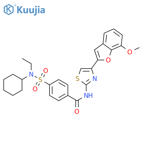 4-cyclohexyl(ethyl)sulfamoyl-N-4-(7-methoxy-1-benzofuran-2-yl)-1,3-thiazol-2-ylbenzamide structure