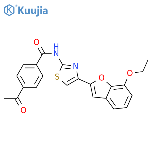 4-acetyl-N-4-(7-ethoxy-1-benzofuran-2-yl)-1,3-thiazol-2-ylbenzamide structure