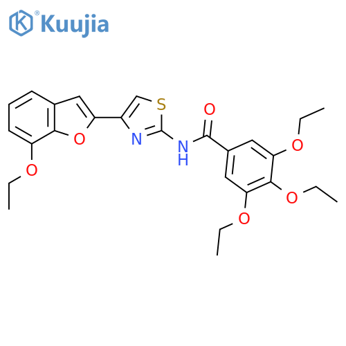 3,4,5-triethoxy-N-4-(7-ethoxy-1-benzofuran-2-yl)-1,3-thiazol-2-ylbenzamide structure