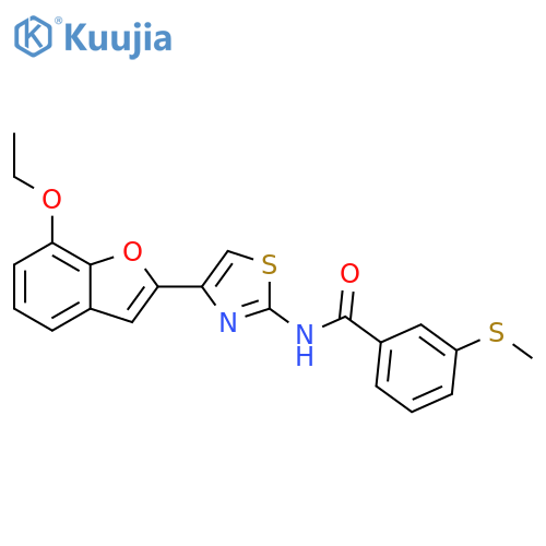 N-4-(7-ethoxy-1-benzofuran-2-yl)-1,3-thiazol-2-yl-3-(methylsulfanyl)benzamide structure