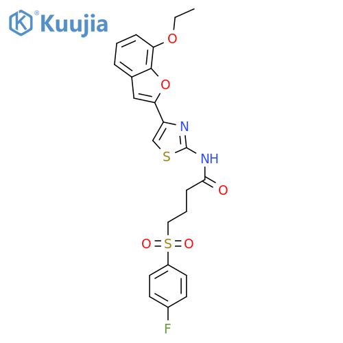 N-4-(7-ethoxy-1-benzofuran-2-yl)-1,3-thiazol-2-yl-4-(4-fluorobenzenesulfonyl)butanamide structure