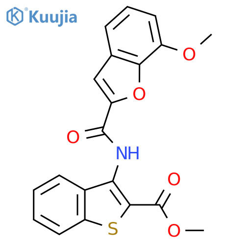 methyl 3-(7-methoxy-1-benzofuran-2-amido)-1-benzothiophene-2-carboxylate structure
