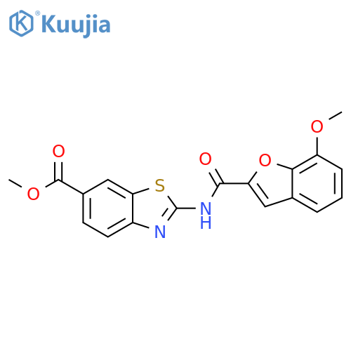 methyl 2-(7-methoxy-1-benzofuran-2-amido)-1,3-benzothiazole-6-carboxylate structure