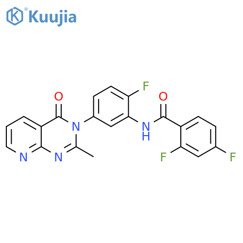 2,4-difluoro-N-(2-fluoro-5-{2-methyl-4-oxo-3H,4H-pyrido2,3-dpyrimidin-3-yl}phenyl)benzamide structure