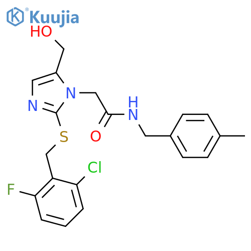 2-(2-{(2-chloro-6-fluorophenyl)methylsulfanyl}-5-(hydroxymethyl)-1H-imidazol-1-yl)-N-(4-methylphenyl)methylacetamide structure