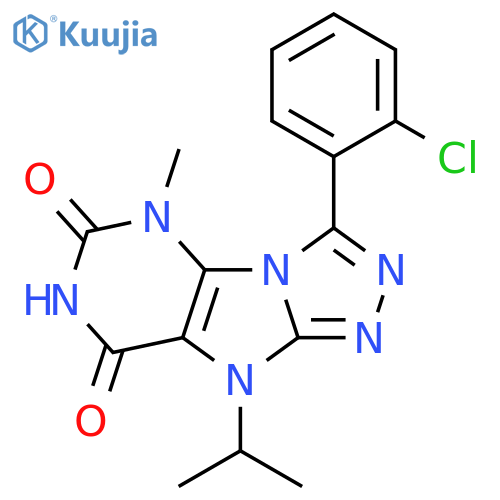 3-(2-chlorophenyl)-5-methyl-9-(propan-2-yl)-5H,6H,7H,8H,9H-1,2,4triazolo3,4-hpurine-6,8-dione structure