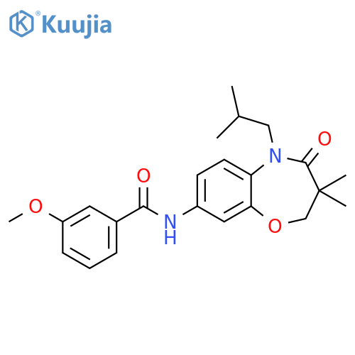 N-3,3-dimethyl-5-(2-methylpropyl)-4-oxo-2,3,4,5-tetrahydro-1,5-benzoxazepin-8-yl-3-methoxybenzamide structure