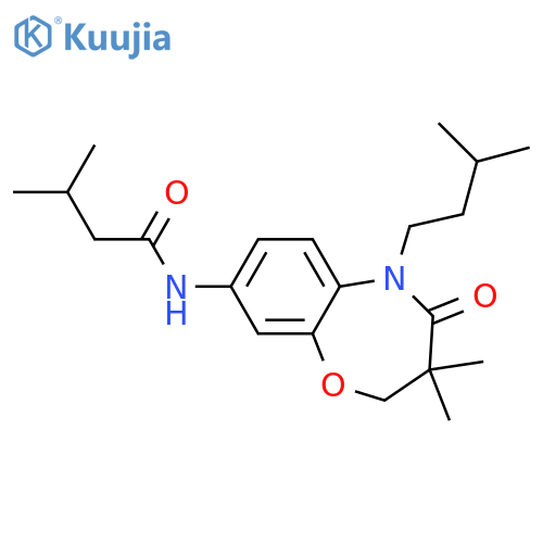 N-3,3-dimethyl-5-(3-methylbutyl)-4-oxo-2,3,4,5-tetrahydro-1,5-benzoxazepin-8-yl-3-methylbutanamide structure