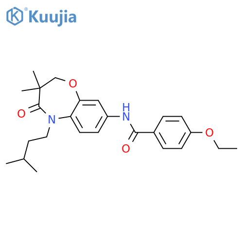 N-3,3-dimethyl-5-(3-methylbutyl)-4-oxo-2,3,4,5-tetrahydro-1,5-benzoxazepin-8-yl-4-ethoxybenzamide structure