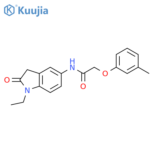 N-(1-ethyl-2-oxo-2,3-dihydro-1H-indol-5-yl)-2-(3-methylphenoxy)acetamide structure