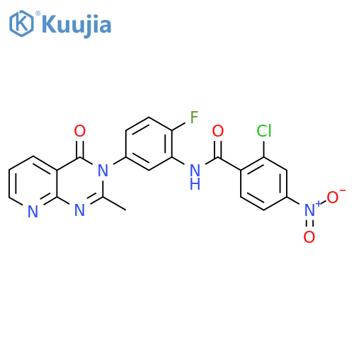 2-chloro-N-(2-fluoro-5-{2-methyl-4-oxo-3H,4H-pyrido[2,3-d]pyrimidin-3-yl}phenyl)-4-nitrobenzamide structure