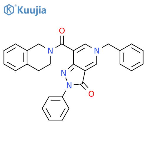 5-benzyl-2-phenyl-7-(1,2,3,4-tetrahydroisoquinoline-2-carbonyl)-2H,3H,5H-pyrazolo4,3-cpyridin-3-one structure