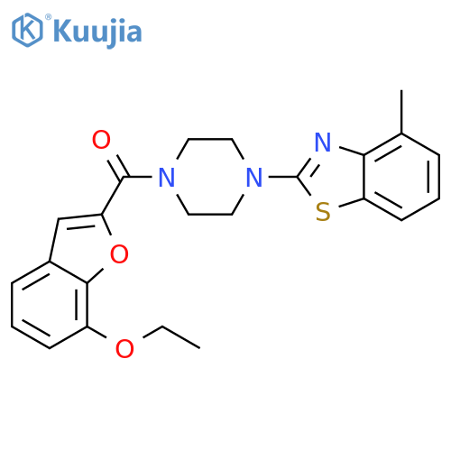 2-4-(7-ethoxy-1-benzofuran-2-carbonyl)piperazin-1-yl-4-methyl-1,3-benzothiazole structure