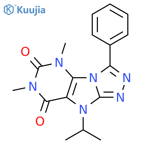 5,7-dimethyl-3-phenyl-9-(propan-2-yl)-5H,6H,7H,8H,9H-1,2,4triazolo3,4-hpurine-6,8-dione structure