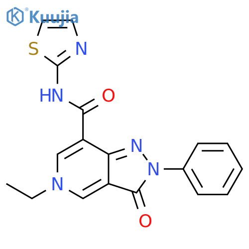 5-ethyl-3-oxo-2-phenyl-N-(1,3-thiazol-2-yl)-2H,3H,5H-pyrazolo4,3-cpyridine-7-carboxamide structure