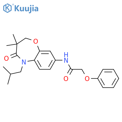 N-3,3-dimethyl-5-(2-methylpropyl)-4-oxo-2,3,4,5-tetrahydro-1,5-benzoxazepin-8-yl-2-phenoxyacetamide structure