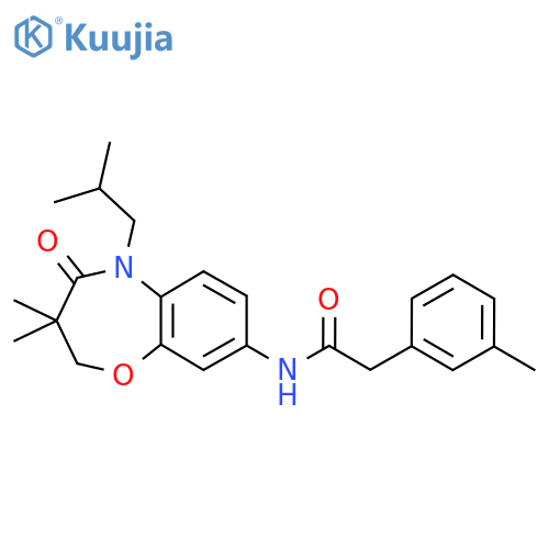 N-3,3-dimethyl-5-(2-methylpropyl)-4-oxo-2,3,4,5-tetrahydro-1,5-benzoxazepin-8-yl-2-(3-methylphenyl)acetamide structure