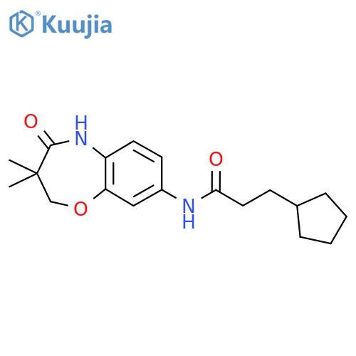 3-cyclopentyl-N-(3,3-dimethyl-4-oxo-2,3,4,5-tetrahydro-1,5-benzoxazepin-8-yl)propanamide structure