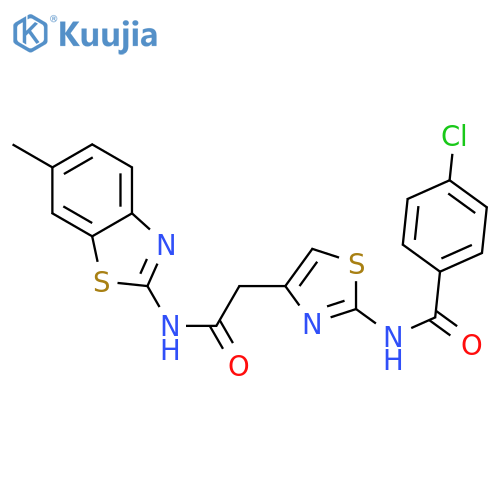 4-chloro-N-(4-{(6-methyl-1,3-benzothiazol-2-yl)carbamoylmethyl}-1,3-thiazol-2-yl)benzamide structure