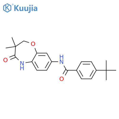 4-tert-butyl-N-(3,3-dimethyl-4-oxo-2,3,4,5-tetrahydro-1,5-benzoxazepin-8-yl)benzamide structure