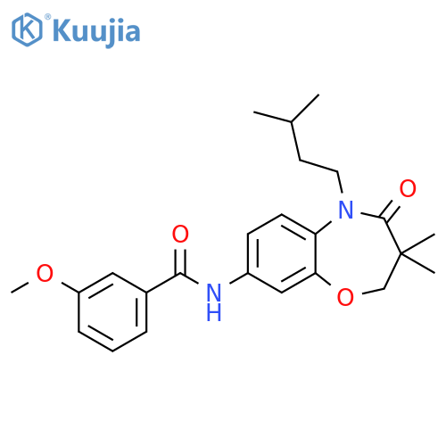 N-3,3-dimethyl-5-(3-methylbutyl)-4-oxo-2,3,4,5-tetrahydro-1,5-benzoxazepin-8-yl-3-methoxybenzamide structure