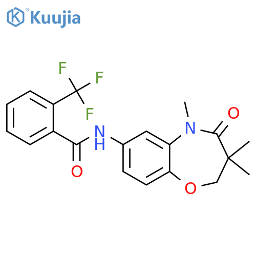 2-(trifluoromethyl)-N-(3,3,5-trimethyl-4-oxo-2,3,4,5-tetrahydro-1,5-benzoxazepin-7-yl)benzamide structure