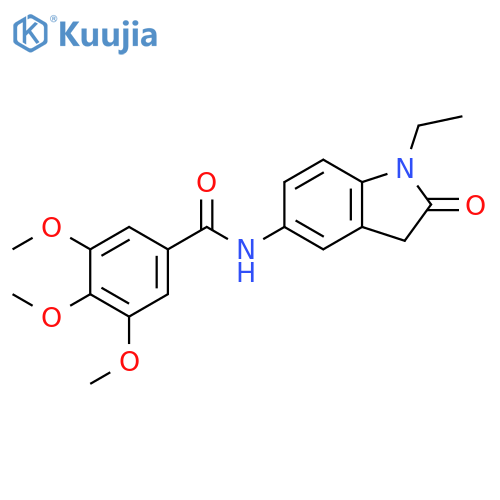 N-(1-ethyl-2-oxo-2,3-dihydro-1H-indol-5-yl)-3,4,5-trimethoxybenzamide structure
